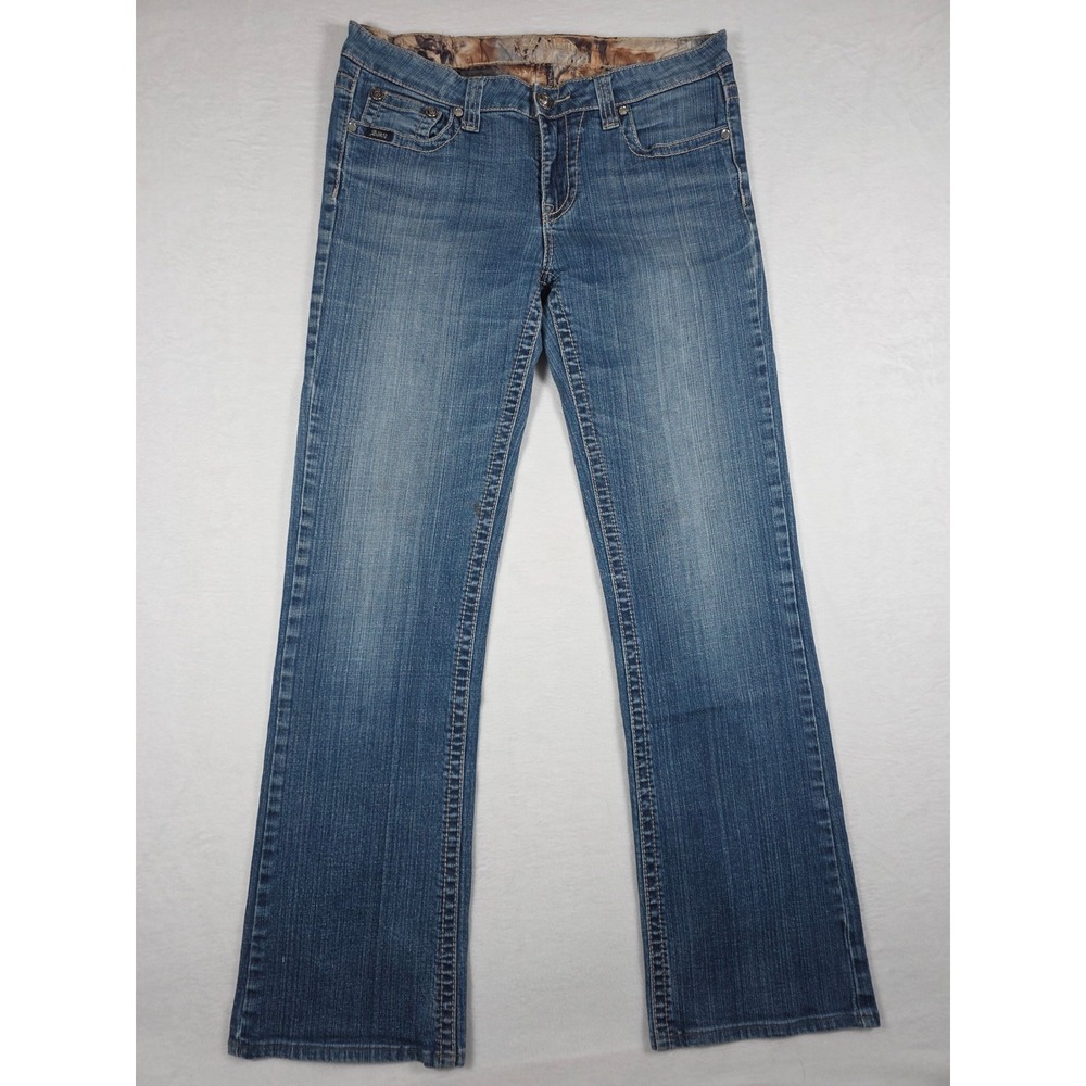 Adiktd Y2K Low Rise Bootcut Jeans Embellished 10 W31 Blue Embroidered Pockets